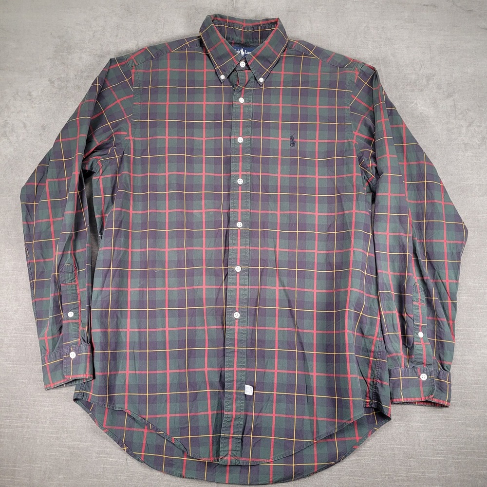 Ralph Lauren Plaid Shirt Long Sleeve Button Down Classic Fit Large‎
